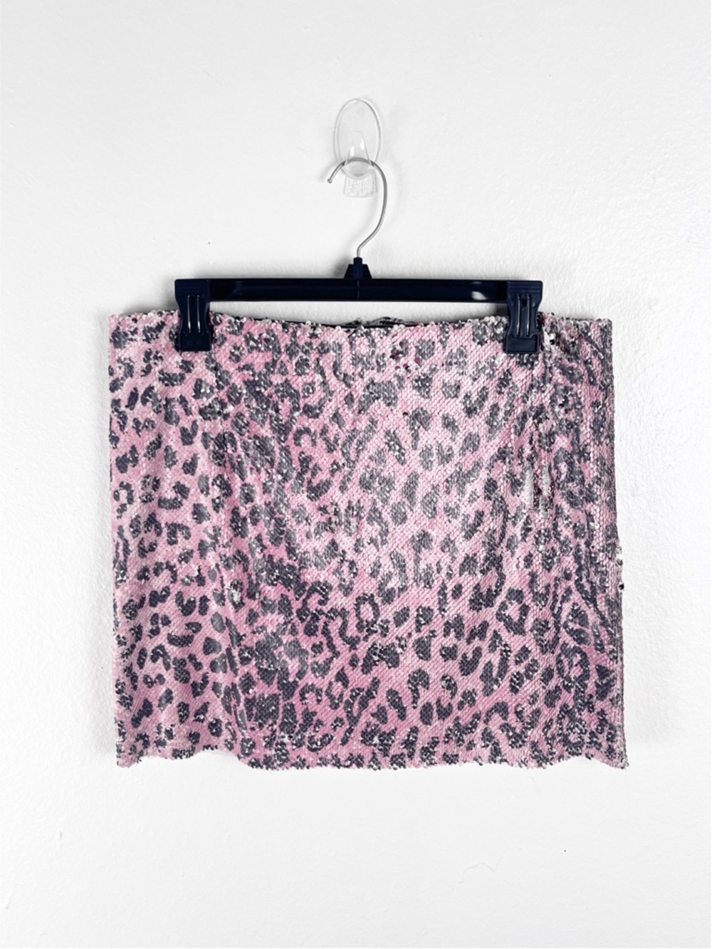 FREE PEOPLE Pink Sequins Leopard Cheetah Animal Print  Mini Skirt Boho Festival
